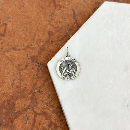 Sterling Silver St Andrew Round Medal Pendant 18mm