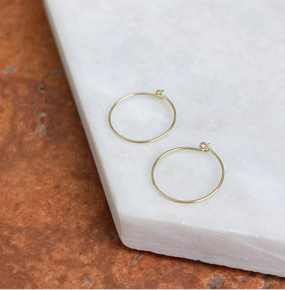 14KT Yellow Gold Thin Endless Hoop Earrings 12mm