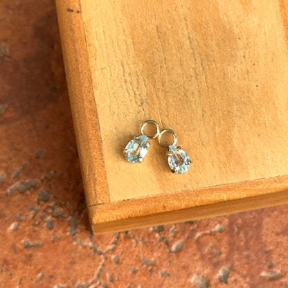 Estate 14KT Yellow Gold Pear Blue Topaz Earring Charms