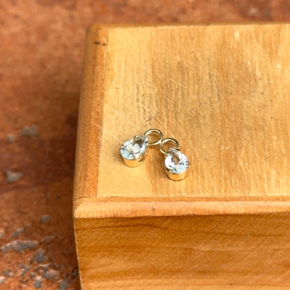 Estate 14KT Yellow Gold Pear Blue Topaz Earring Charms