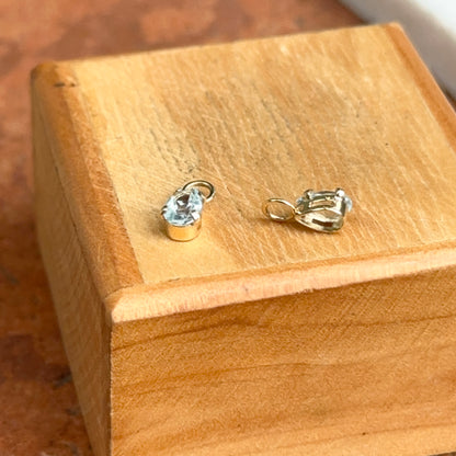 Estate 14KT Yellow Gold Pear Blue Topaz Earring Charms