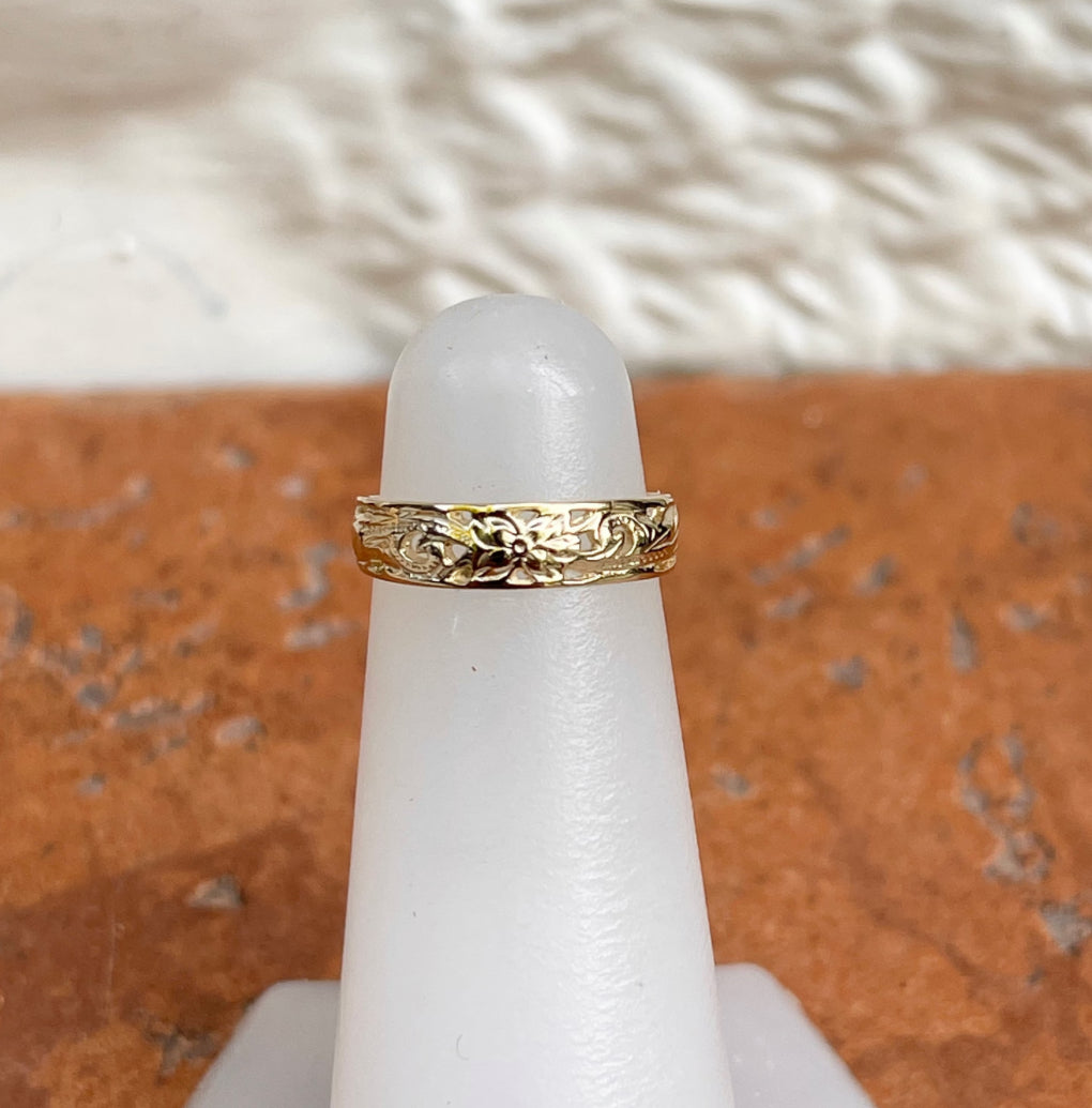 14KT Yellow Gold Floral Leaf Trim Toe Ring