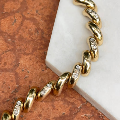 Estate 14KT Yellow Gold 10mm San Marco Diamond Bracelet