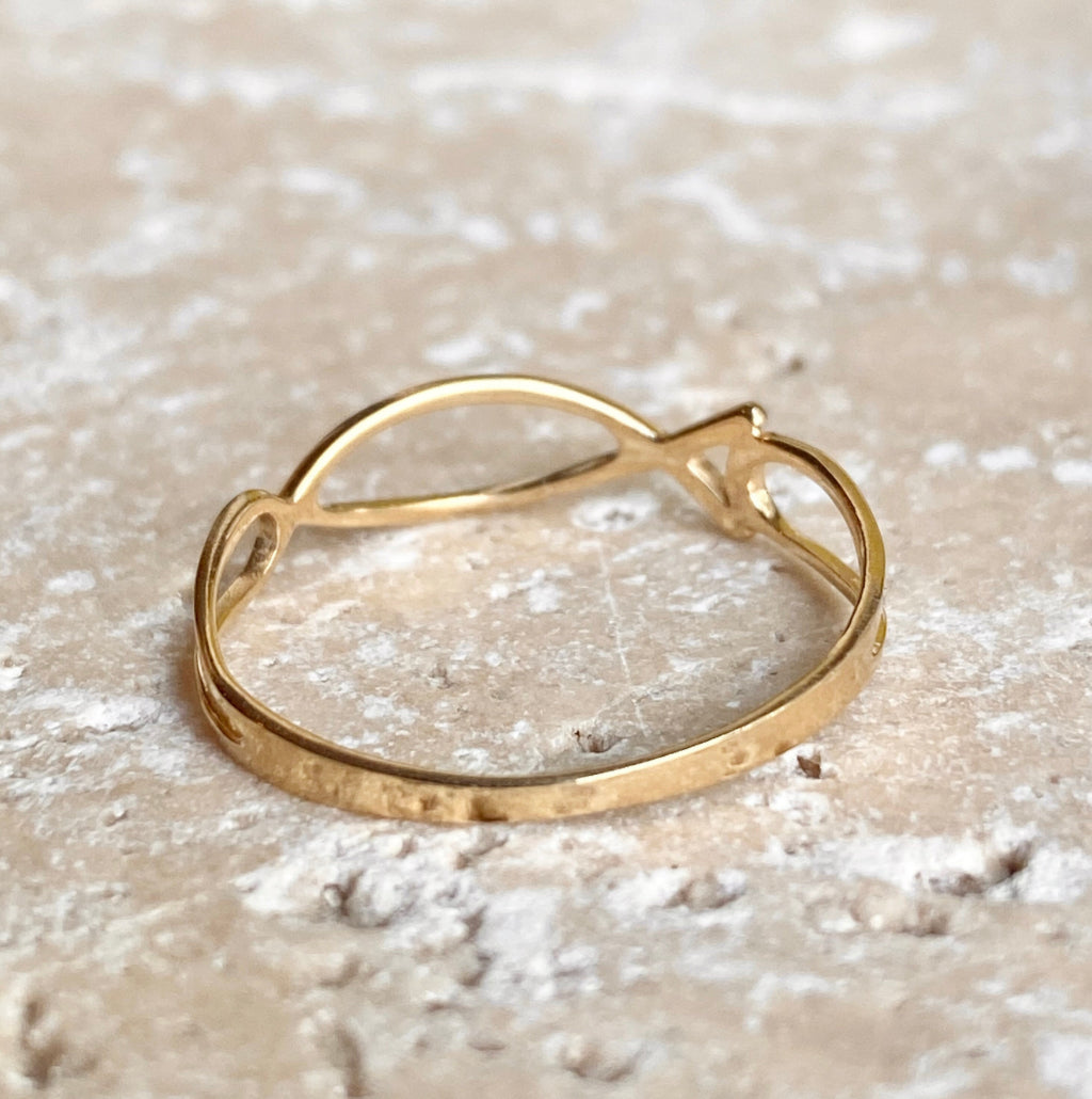 14KT Yellow Gold Open Work Ichthus Band Ring