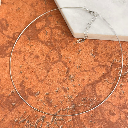 14KT White Gold Rounded 1mm Omega Collar Necklace