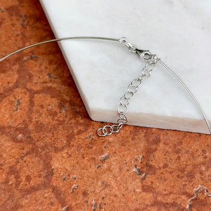 14KT White Gold Rounded 1mm Omega Collar Necklace
