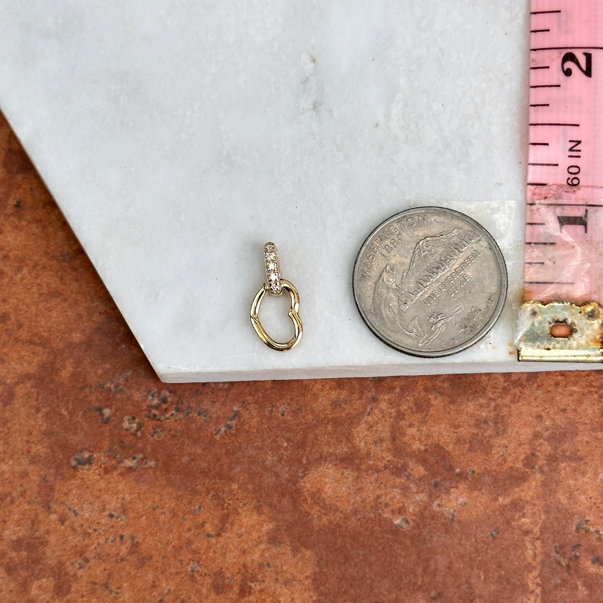 14KT Yellow Gold Diamond Heart Push-In Charm Holder / Clasp - LSJ