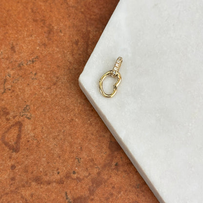 14KT Yellow Gold Diamond Heart Push-In Charm Holder / Clasp - LSJ