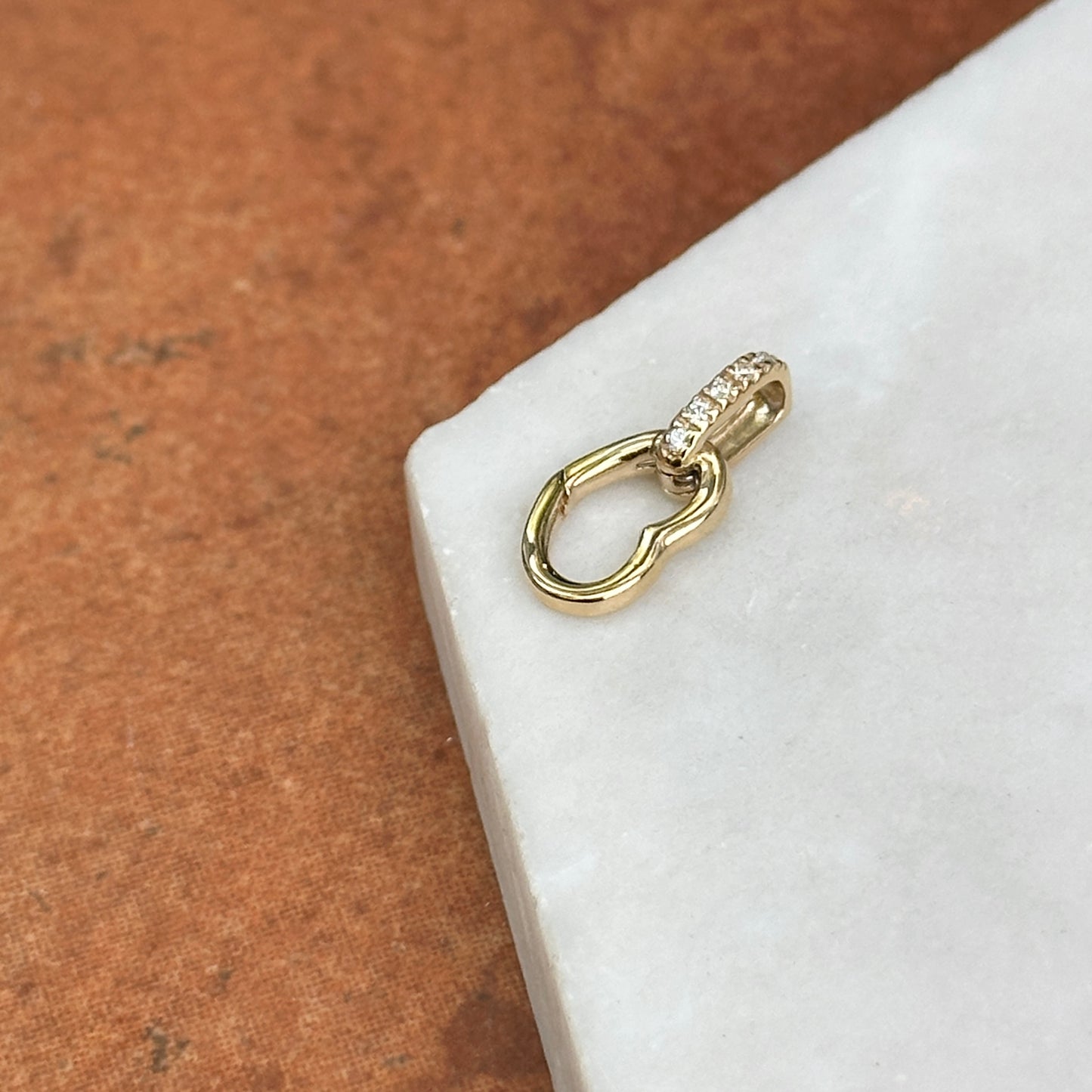 14KT Yellow Gold Diamond Heart Push-In Charm Holder / Clasp - LSJ