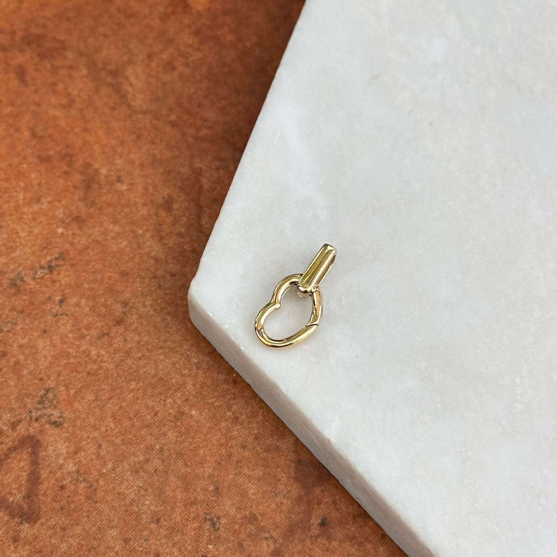 14KT Yellow Gold Diamond Heart Push-In Charm Holder / Clasp - LSJ