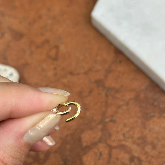 14KT Yellow Gold Diamond Heart Push-In Charm Holder / Clasp - LSJ