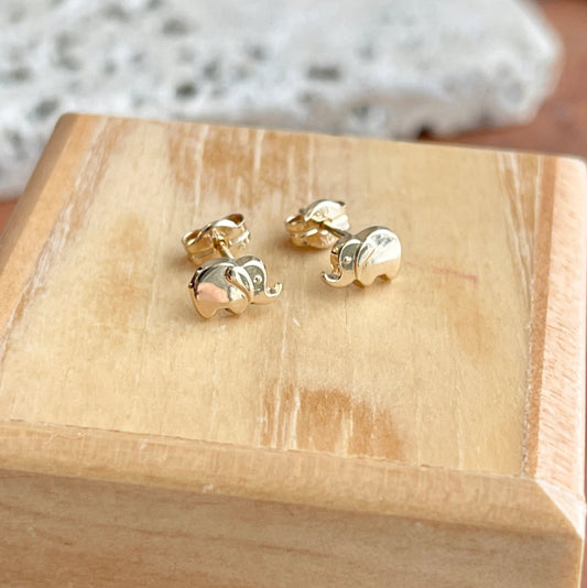 14KT Yellow Gold Mini Elephant Post Stud Earrings