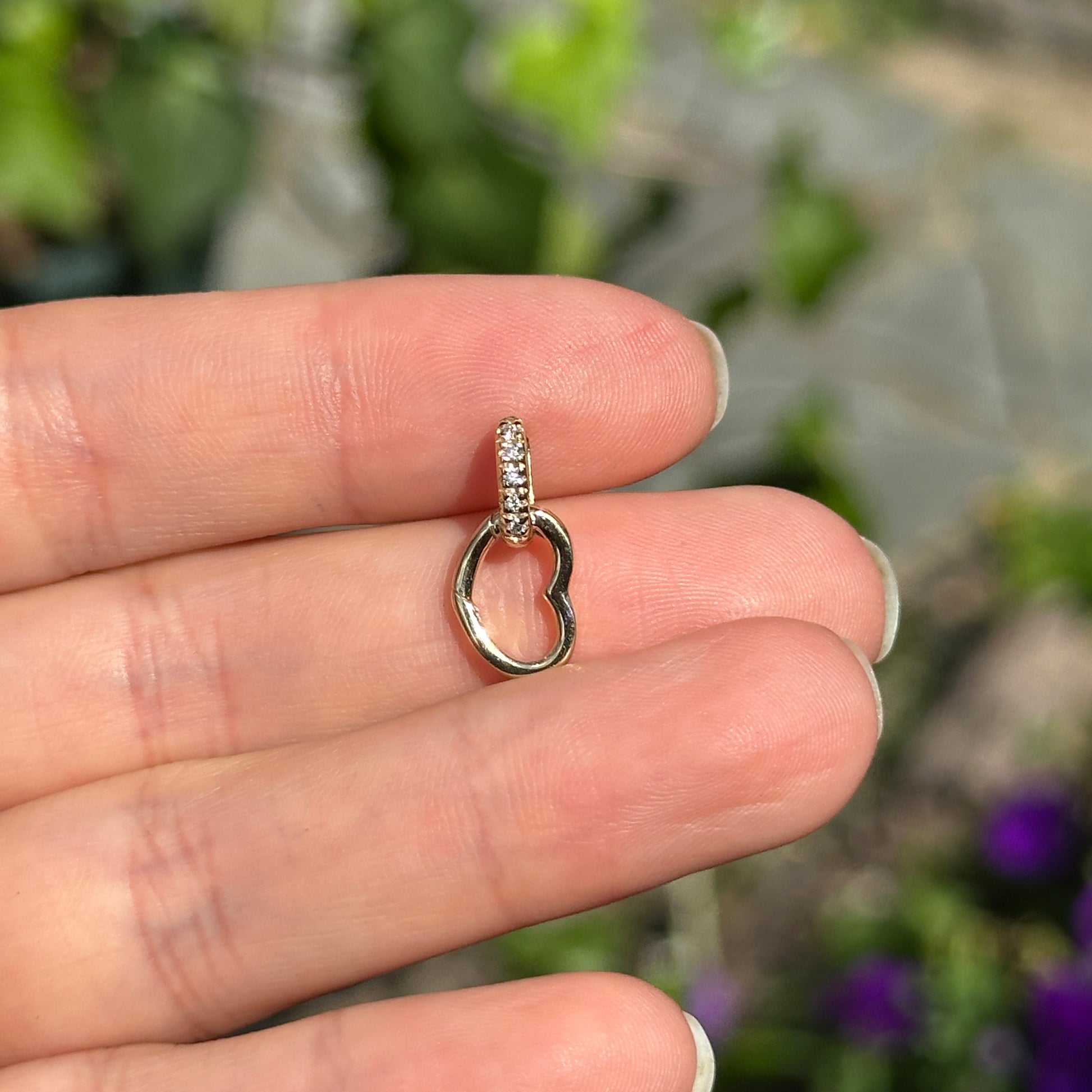 14KT Yellow Gold Diamond Heart Push-In Charm Holder / Clasp - LSJ