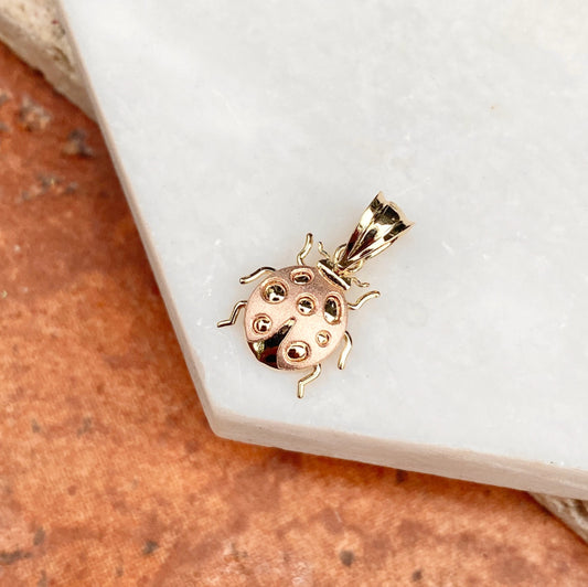 14KT Yellow Gold + Rose Gold Mini Ladybug Pendant Charm