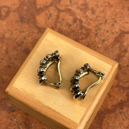 Estate Sterling Silver Shrimp Clip-On Omega Back Earrings Patina’d