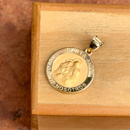 14KT Yellow Gold Solid Padre Pio Round Medal Pendant 18mm