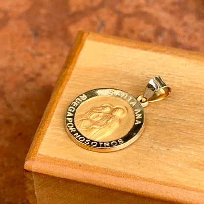14KT Yellow Gold Solid Padre Pio Round Medal Pendant 18mm
