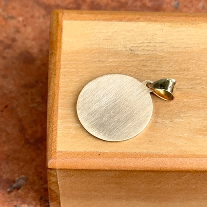 14KT Yellow Gold Solid Padre Pio Round Medal Pendant 18mm
