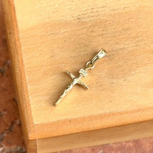 10KT Yellow Gold 2D Crucifix Cross Pendant Charm 16mm