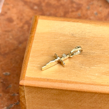 10KT Yellow Gold 2D Crucifix Cross Pendant Charm 16mm