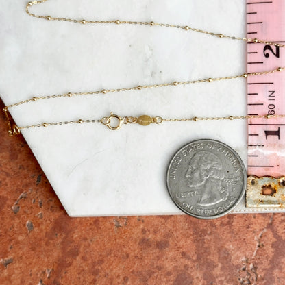 14KT Yellow Gold 1.4mm Beaded Station Chain Necklace