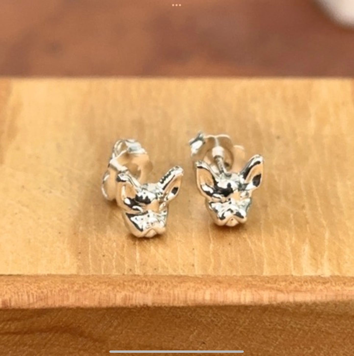 Sterling Silver French Bulldog Dog Head Post Stud Earrings