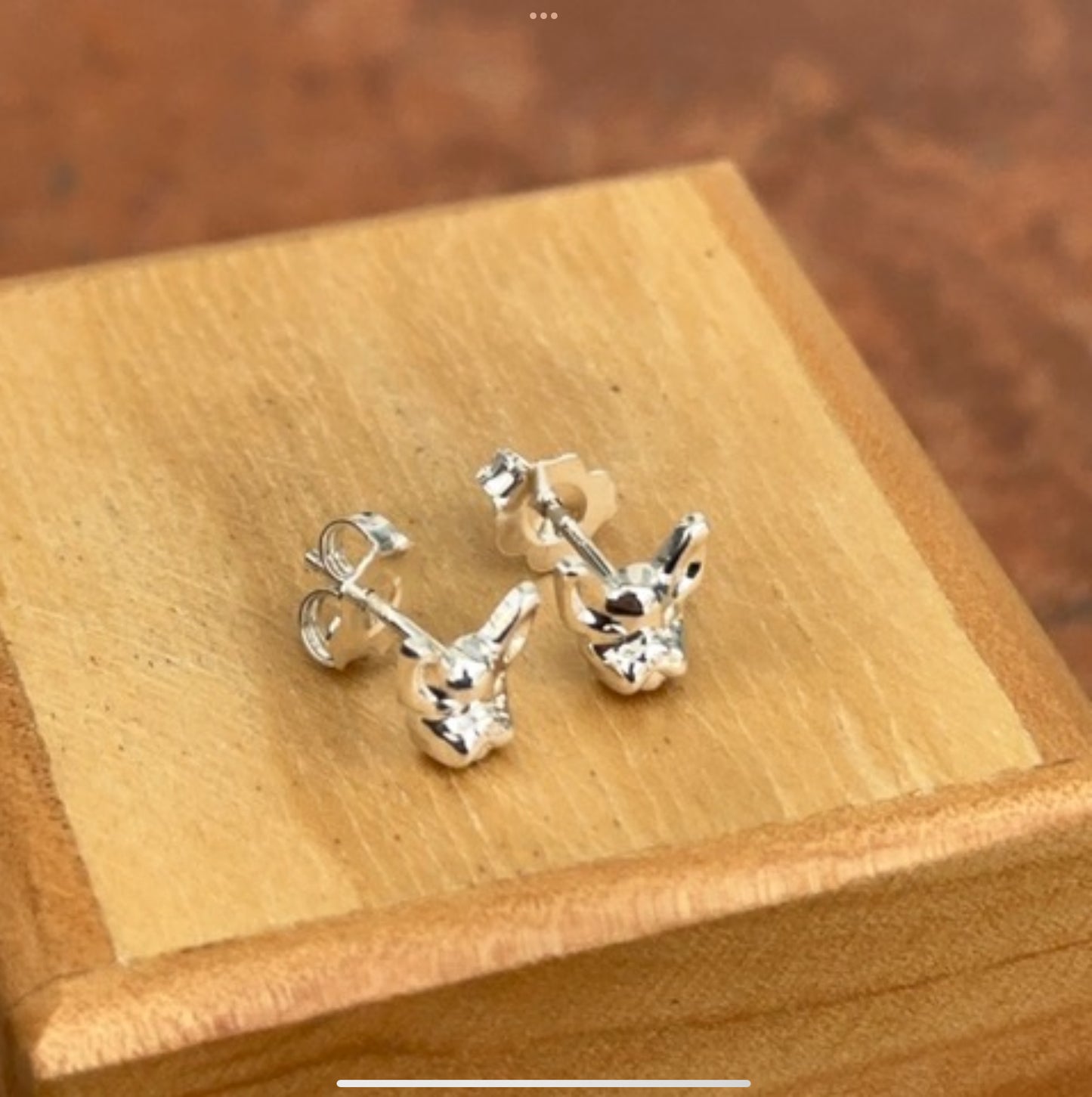 Sterling Silver French Bulldog Dog Head Post Stud Earrings