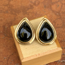 Load image into Gallery viewer, Estate 14KT Yellow Gold Pear Black Onyx Omega Back Earrings