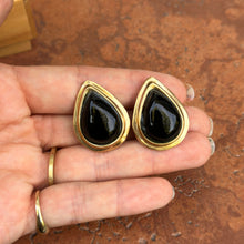 Load image into Gallery viewer, Estate 14KT Yellow Gold Pear Black Onyx Omega Back Earrings