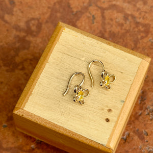 14KT Yellow Gold Oval Imitation Citrine Butterfly Wire Earrings
