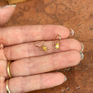 14KT Yellow Gold Oval Imitation Citrine Butterfly Wire Earrings
