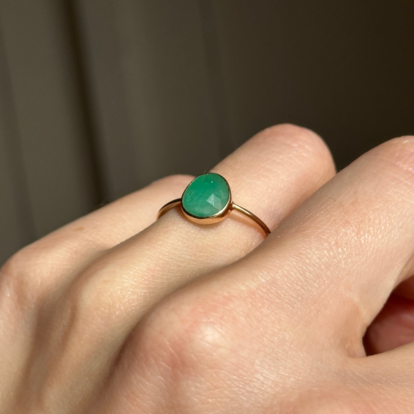 14KT Yellow Gold Bezel Oval 1.5 CT Emerald Ring