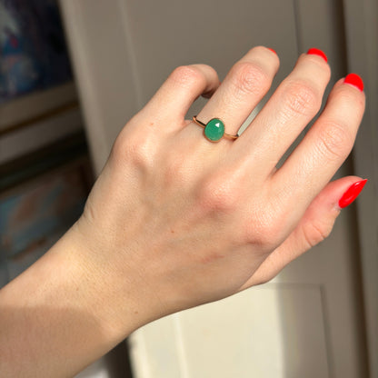 14KT Yellow Gold Bezel Oval 1.5 CT Emerald Ring