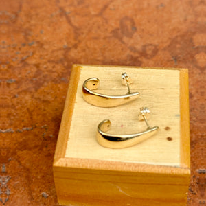 14KT Yellow Gold Tapered J-Shape Hoop Post Earrings