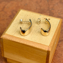 Load image into Gallery viewer, 14KT Yellow Gold Tapered J-Shape Hoop Post Earrings