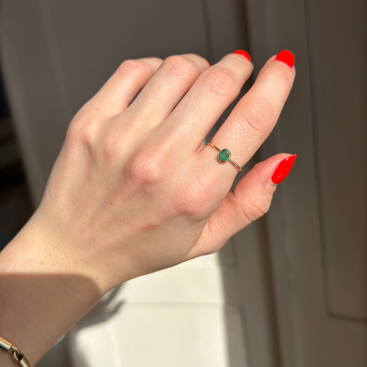 14KT Yellow Gold Bezel Oval Emerald Ring