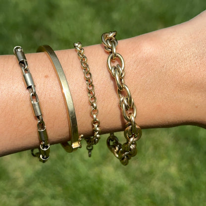 Estate 18KT Yellow Gold Woven Oval Links Chain Bracelet