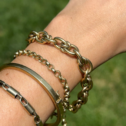 Estate 18KT Yellow Gold Woven Oval Links Chain Bracelet