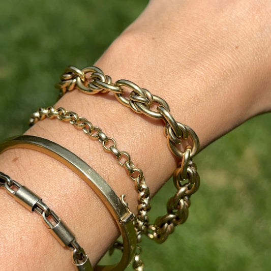 Estate 18KT Yellow Gold Woven Oval Links Chain Bracelet