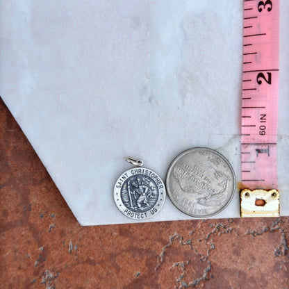 Sterling Silver St Christopher Round Medal Pendant 20mm