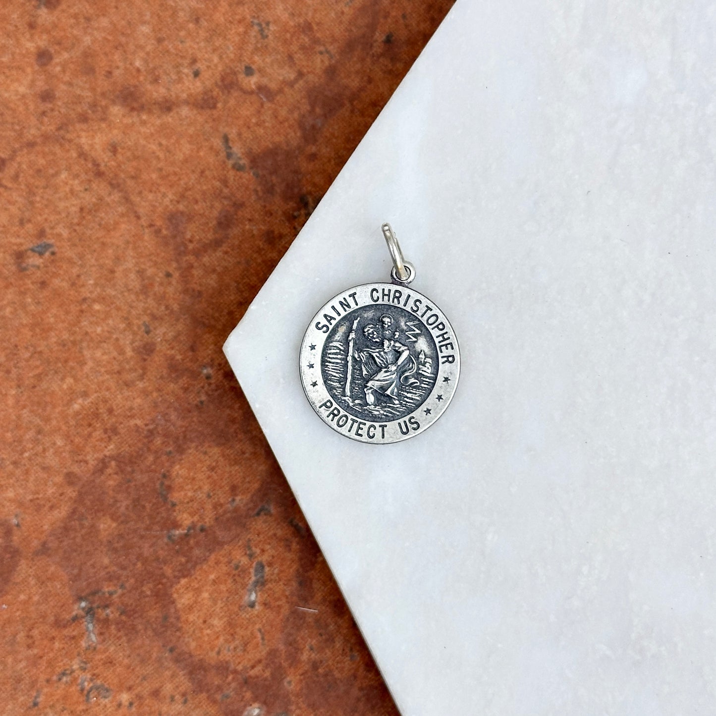 Sterling Silver St Christopher Round Medal Pendant 20mm
