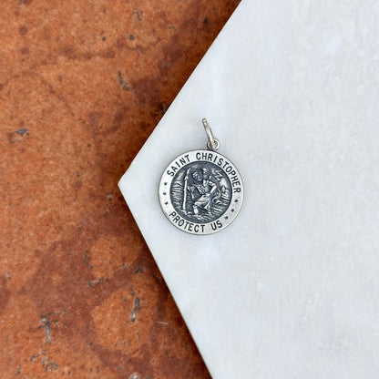 Sterling Silver St Christopher Round Medal Pendant 20mm