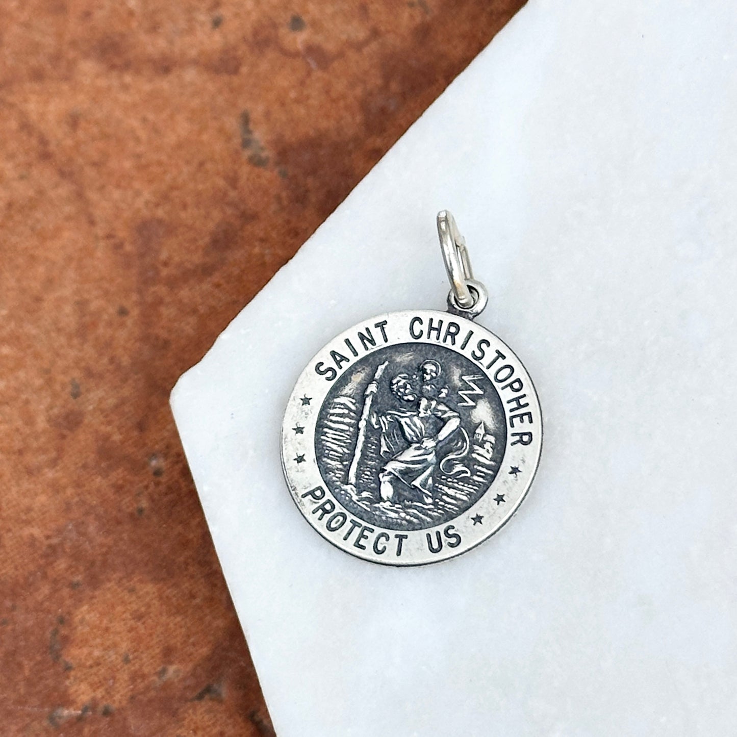 Sterling Silver St Christopher Round Medal Pendant 20mm