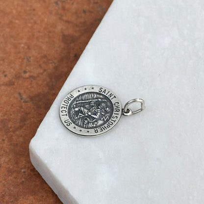 Sterling Silver St Christopher Round Medal Pendant 20mm