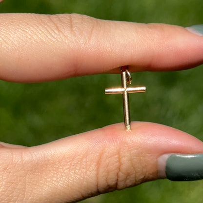 Estate 18KT Yellow Gold Plain Cross Pendant