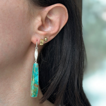 Sterling Silver Elongated Arizona Turquoise Earrings