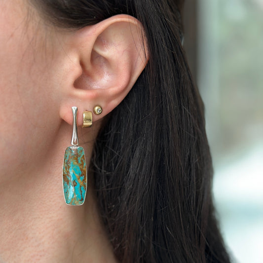 Sterling Silver Rectangle Arizona Turquoise Earrings