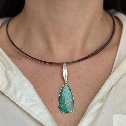 Sterling Silver Irregular Arizona Turquoise Pendant Slide