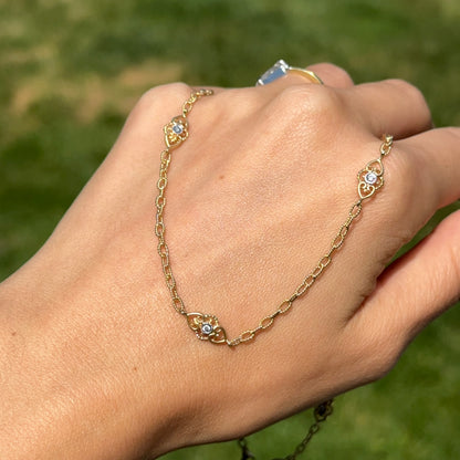 Estate Gabriel & Co. 18KT Yellow Gold Diamond Station Necklace