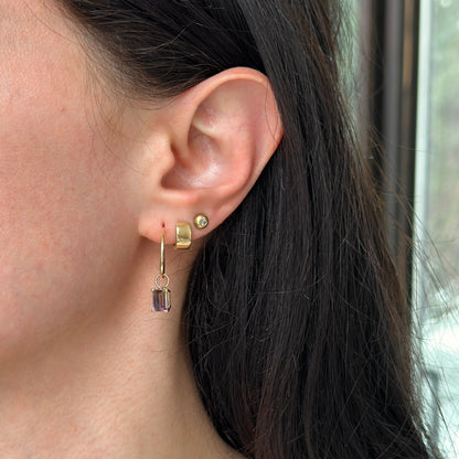14KT Yellow Gold Genuine Ametrine Emerald-Cut Earring Charms